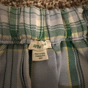 aerie Light Blue, Green & Yellow Plaid Kids Shorts